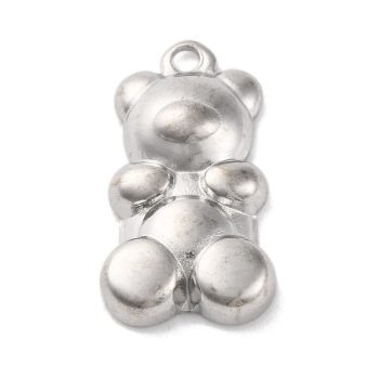 Oso plateado acero inoxidable  19x10.5x4mm