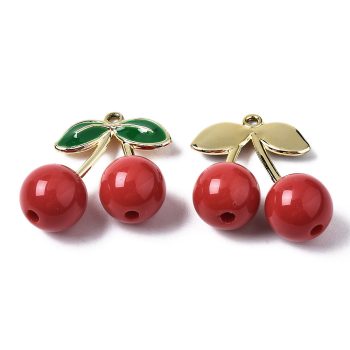 Cereza roja y dorada 3D de enamel 27x23x11mm