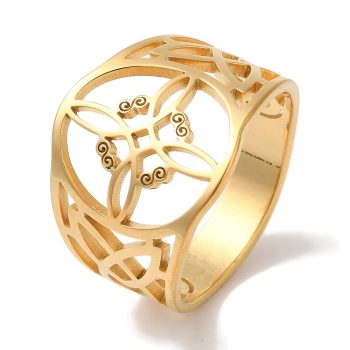 Anillo nudo de bruja acero inoxidable dorado 17mm