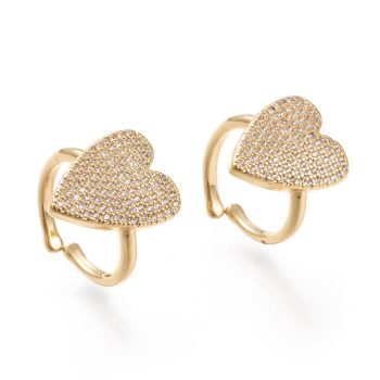 Anillo corazón micropave de zirconias y baño oro 18k