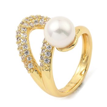 Anillo nudo micropave y gota de perla acrílica baño oro 18k