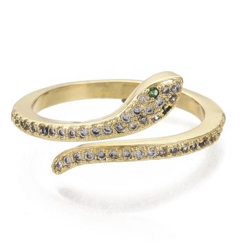 Anillo serpiente micropave zirconias y baño oro 16k
