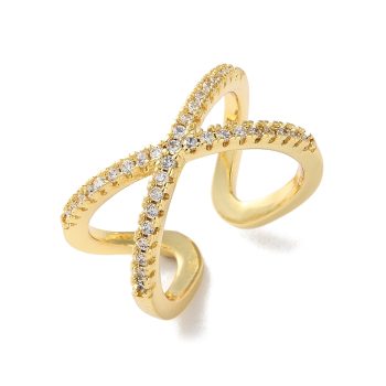 Anillo cruzado micropave de zirconias y baño oro 18k