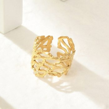Anillo de coral de acero inoxidable dorado 17mm