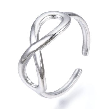 Anillo infinito de acero inoxidable plateado 17.9mm