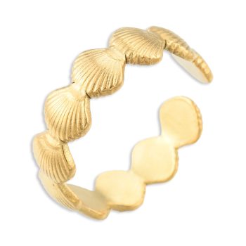 Anillo de conchas dorado acero inoxidable 18mm