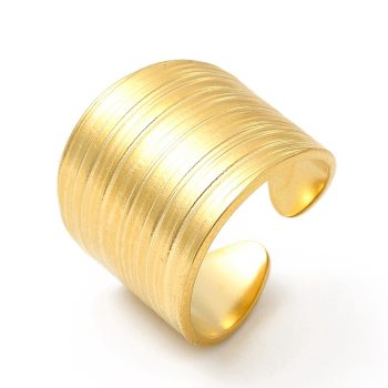 Anillo ancho texturado acero inoxidable baño oro 18k 17.5mm