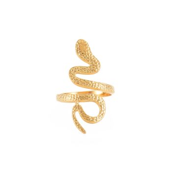 Anillo serpiente dorado de acero inoxidable con baño oro 18k 17mm