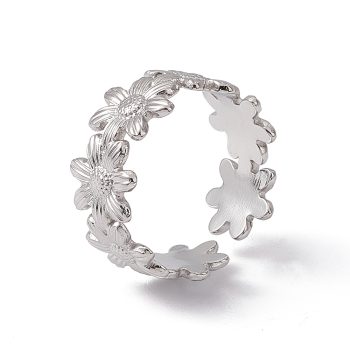 Anillo flores plateado de acero inoxidable 16.9mm
