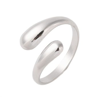 Anillo doble gota de acero inoxidable plateado 17mm