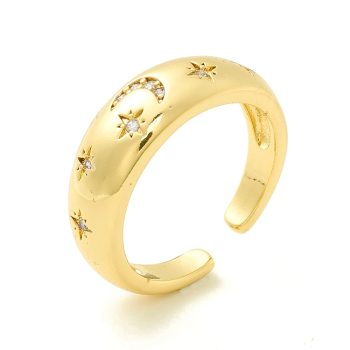 Anillo estrellas y luna de acero inoxidable baño oro 18k 16.9mm