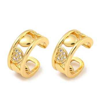 Earcuff corazones de micropave y baño oro 18k