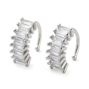 Earcuff zirconias rectangulares y baño de platino