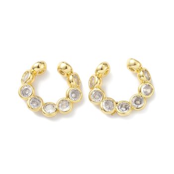 Earcuff zirconias redondas planas y baño oro 18k