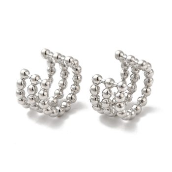 Earcuff 3 filas balines de baño de platino 12x14x9mm