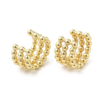 Earcuff 3 filas balines de baño de oro 18k 12x14x9mm