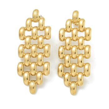 Arete rombo tejido acero inoxidable dorado 47x18mm
