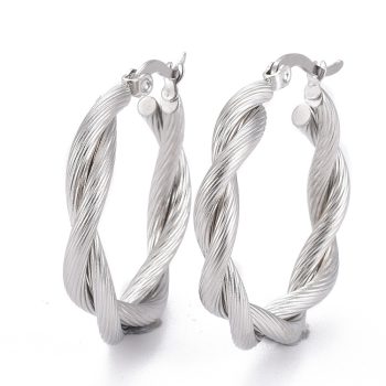Argollas twist de acero inoxidable plateado 30x5mm