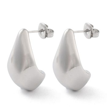 Aretes gota de acero inoxidable plateado 22x13mm