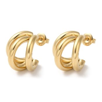 Argollas 3 filas de acero inoxidable dorado 16x15mm