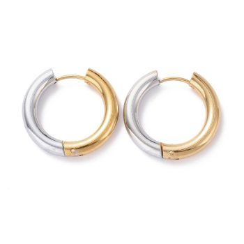 Argolla huggie acero inox color dorado y plateado 23x24x4mm