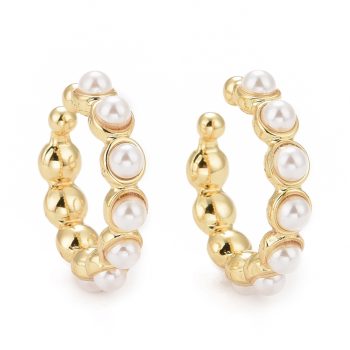 Earcuff perlas acrilicas y baño oro 18k 20x18x4mm