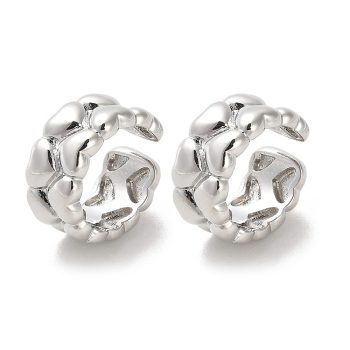 Earcuff grueso corazones baño de platino 13x6.5mm