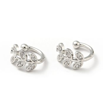 Earcuff hojas de zirconia baño de platino 10x10.5x6mm