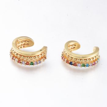 Earcuff zirconias multicolor baño oro 18k 15x5mm