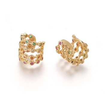 Earcuff 4 filas micropave multicolor baño oro 18k 15mm