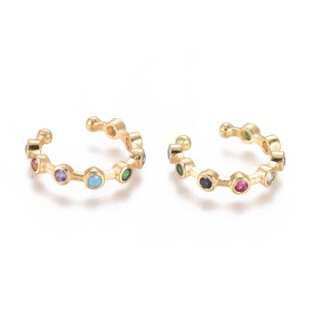 Earcuff zirconias multicolor baño oro 18k 17x16x3mm