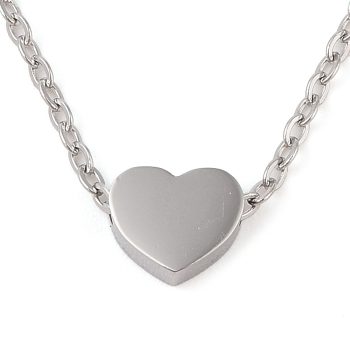 Cadena sencilla y entrepieza corazón de acero inox plateada 45cm