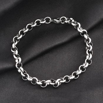 Pulsera aros intercalados plateada de acero inoxidable