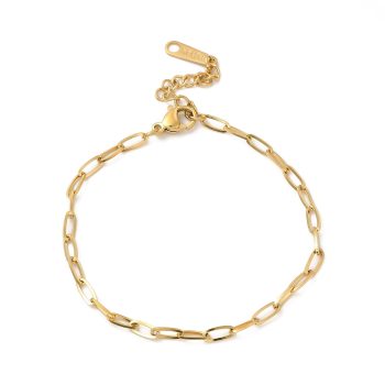 Pulsera cadena paperclip dorada baño oro 14k