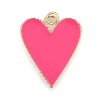 Corazón rosado enamel y baño oro 18k 21x22x2mm