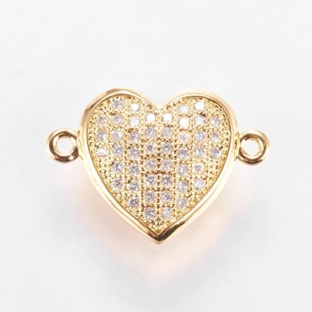 Conector corazón micropave y baño oro 18k 12x17x5mm
