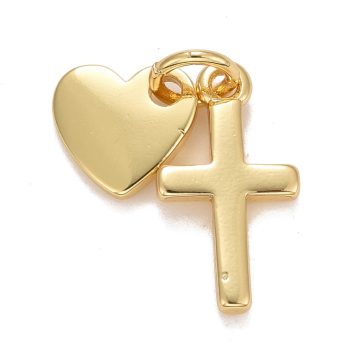 Corazón y cruz baño oro 18k 17mm