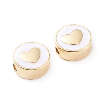 Entrepieza redonda corazon blanco y dorado baño oro 18k 11x5mm