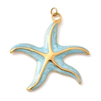 Estrella de mar turquesa acero inoxidable 34x35x2.5mm