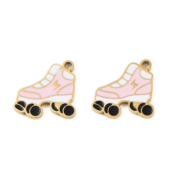Patines rosados acero inoxidable enamel 14.5x13.5x1.5mm