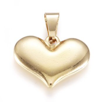 Corazón dorado acero inoxidable 18x24x4mm