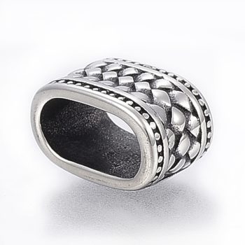 Separador ovalado labrado con puntos plateado acero inoxidable 15x8.5x9mm