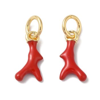 Cuerno rojo baño oro 18K 11x6x2mm