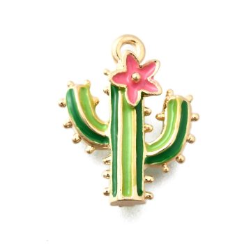 Cactus verde con flor baño oro 18K 16x13x4.5mm