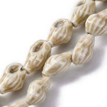 Caracol de porcelana beige 21.5~22x14~14.5x11~11.5mm