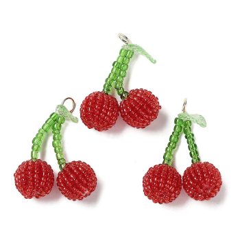 Cerezas de abalorios rojas 33x26.5x13.5mm
