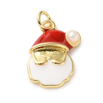 Santa Claus baño oro 18k, esmaltado y perla acrílica 18x13mm