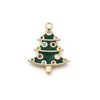 Árbol Navidad baño oro 18k micropave y esmaltado 20x16mm