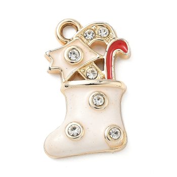Bota Navidad esmaltada blanca con cristales 21x12mm