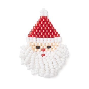 Santa Claus tejido abalorios blanco y rojo 41x28x4mm